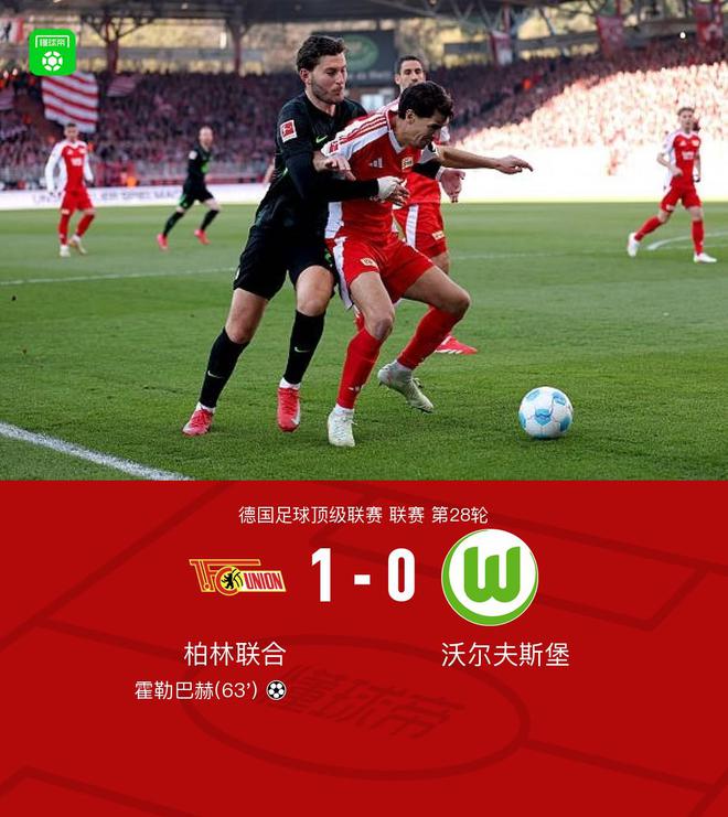 柏林聯(lián)合勝狼堡，霍勒巴赫獨(dú)中制三連敗