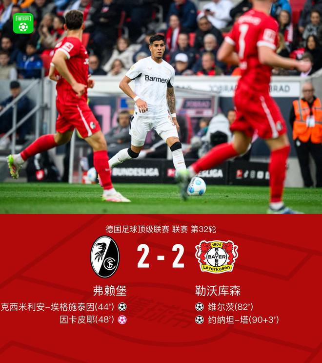 勒沃勝弗賴堡，拜仁奪冠；維爾茨進球，塔絕平。