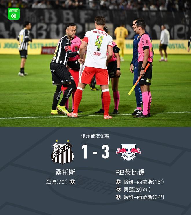 RB萊比錫勝桑托斯，哈維雙響，奧蓬達(dá)破門，3-1
